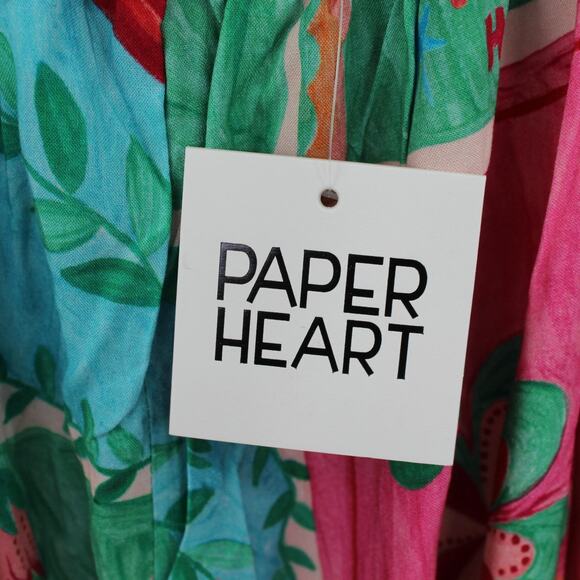 Paper Heart Dress Womens Small Tarot Hearts Maxi Strappy Boho Summer Colorful - Picture 4 of 10